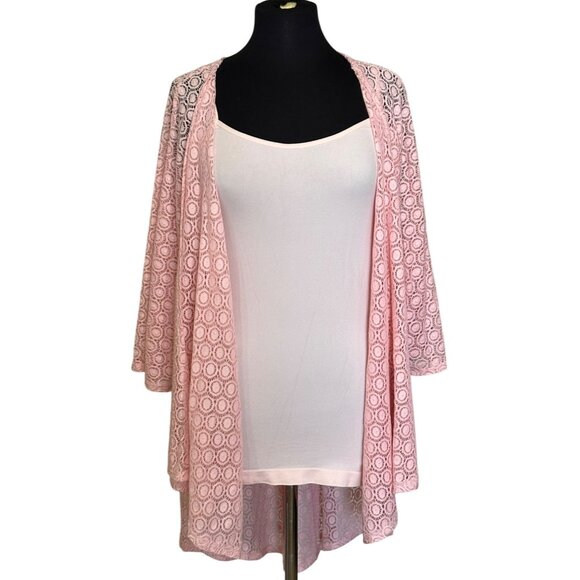 Women's Pink Kimono Open Jacket and Spaghetti Strap Camisole Size L/XL (READ) - Picture 2 of 16